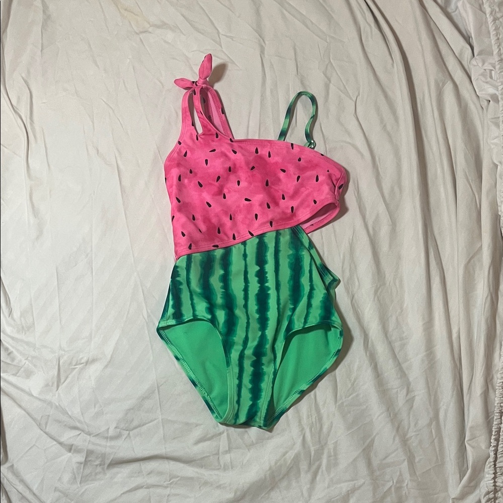 Cat & Jack Pink Swimsuit with Green Accents